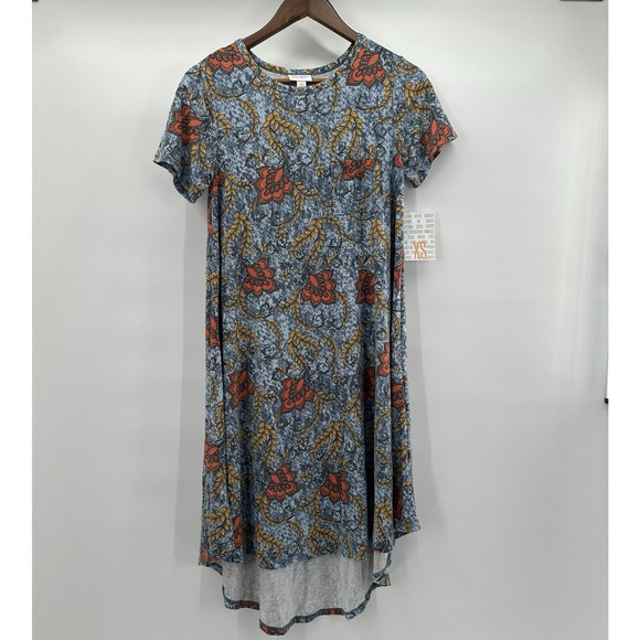 LuLaRoe Dresses & Skirts - Lularoe Carly Dress Womens XS Blue‎ Floral Bird Swing Boxy Oversized Modest